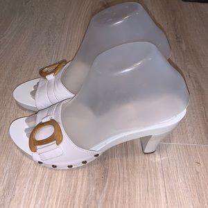 Rangoni Firenze White wooden block heels